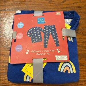 Lily & Dan Kids Rainbow Pajama Set - Navy Blue